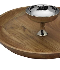 Towle Silversmiths Hammersmith Wood Chip & Dip Server