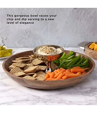 Towle Silversmiths Hammersmith Wood Chip & Dip Server