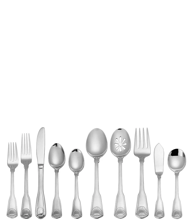 Towle Silversmiths London Shell 45-Piece Stainless Steel Flatware Set