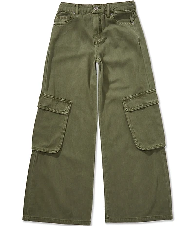 Tractr Big Girls Cargo Pockets Wide Leg Pants