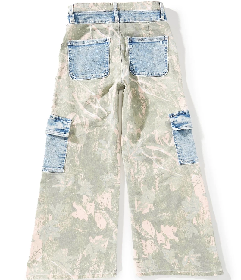 Tractr Big Girls Wide Leg Contrast Cargo Pockets Pants