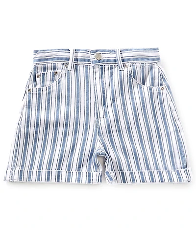 Tractr Big Girls Vintage Wash Blue & White Striped Shorts