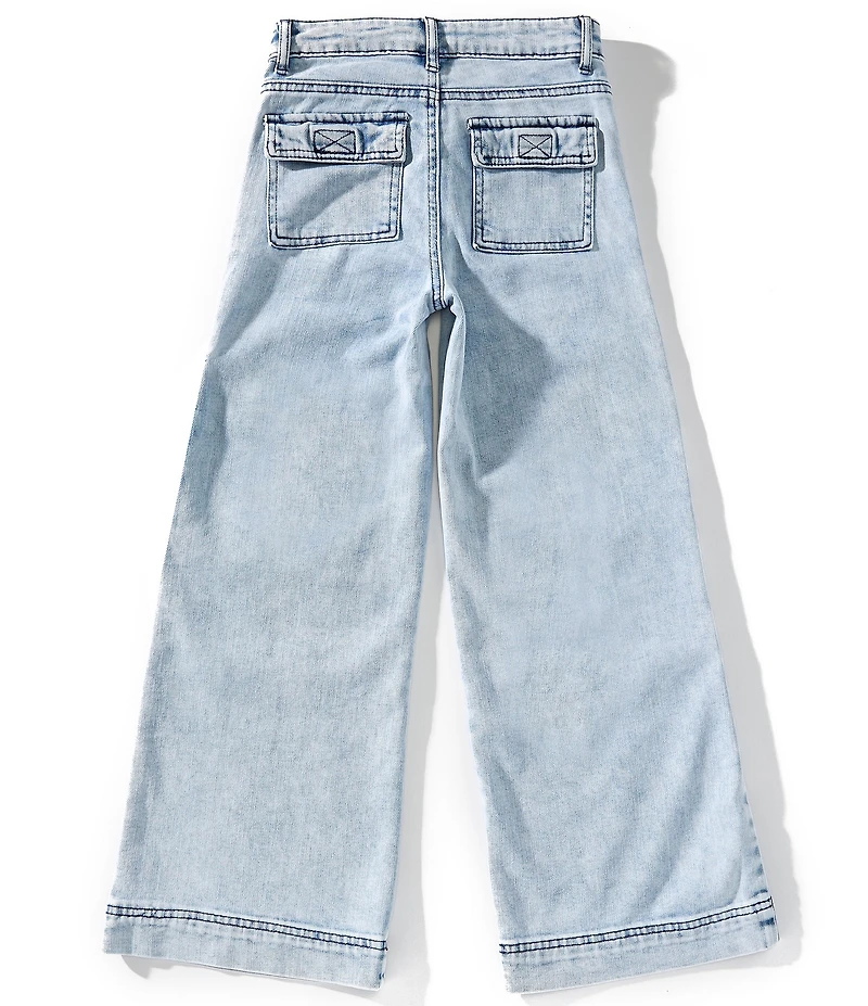 Tractr Big Girls Cargo-Pocket Wide-Leg Jeans
