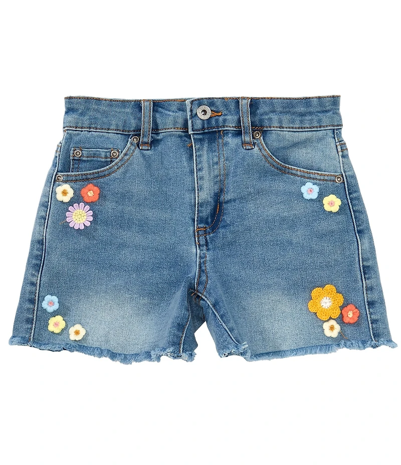Tractr Big Girls Crochet Flower Denim Shorts