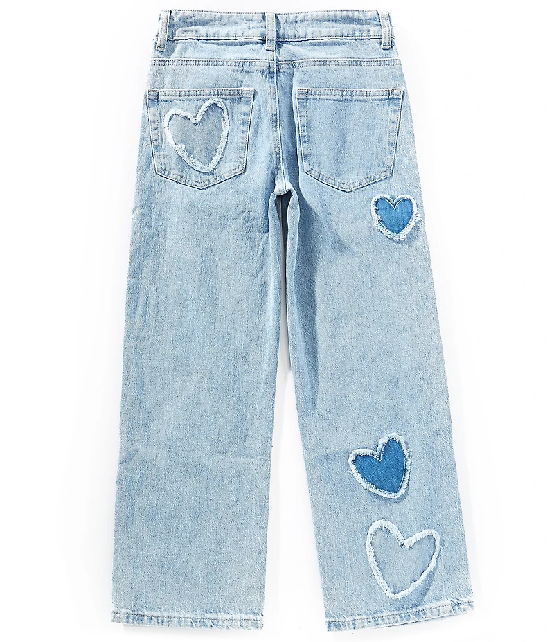 Tractr Big Girls Happy Heart Patch Jeans