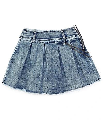 Tractr Big Girls Pleated Raw-Cut Hem Denim Skort