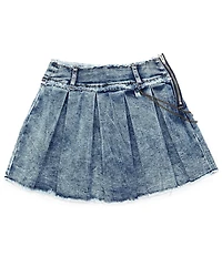 Tractr Big Girls Pleated Raw-Cut Hem Denim Skort