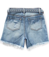 Tractr Big Girls Western Belted Denim Shorts