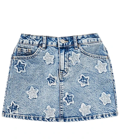 Tractr Big Girls All-Over Star-Patch Denim Skort