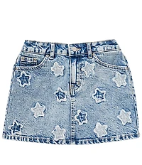 Tractr Big Girls All-Over Star-Patch Denim Skort