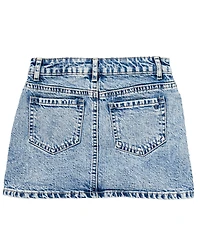 Tractr Big Girls All-Over Star-Patch Denim Skort