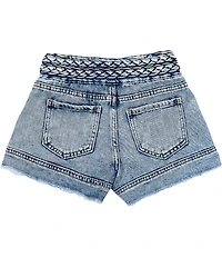 Tractr Big Girls Braided Waist Pleated Denim Shorts