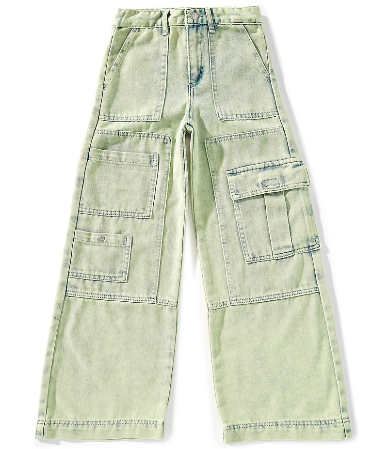 Tractr Big Girls Cargo-Pocket Wide-Leg Twill Pants