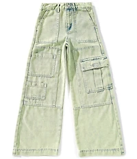 Tractr Big Girls Cargo-Pocket Wide-Leg Twill Pants