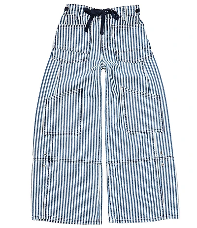 Tractr Big Girls Cotton Striped Wide-Leg Cargo Pants