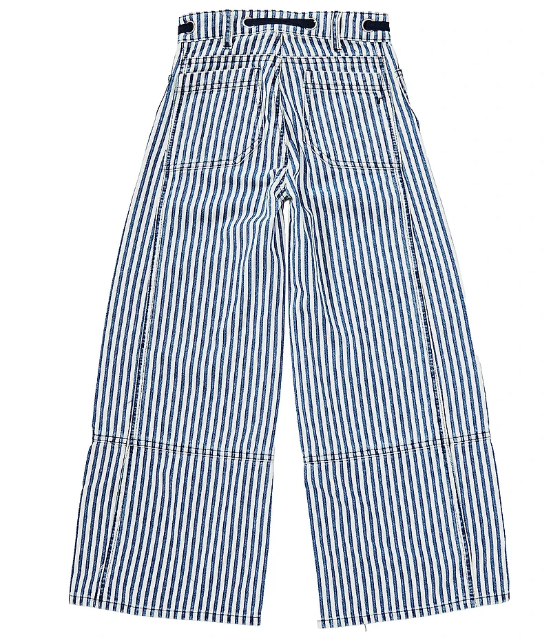 Tractr Big Girls Cotton Striped Wide-Leg Cargo Pants