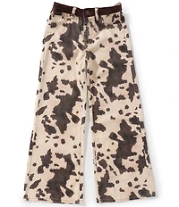 Tractr Big Girls Cow Print Wide Leg Jeans