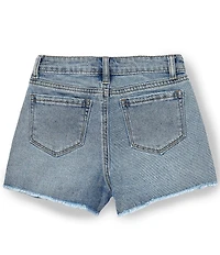 Tractr Big Girls Weekender Frayed Hem Denim Shorts