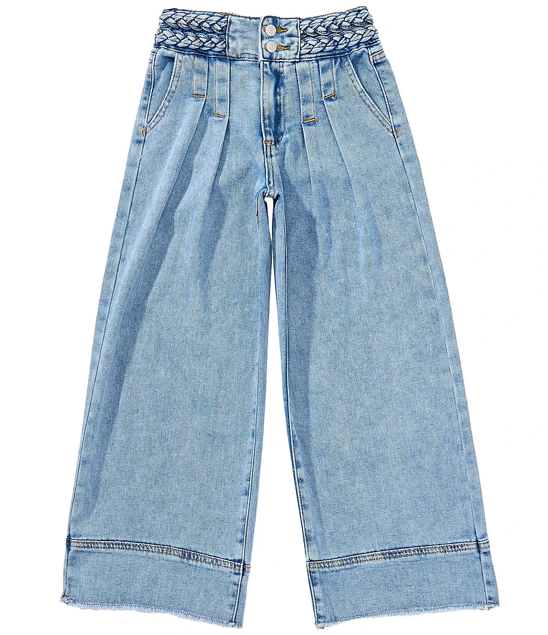 Tractr Big Girls Double Braided Waistband Denim Pants
