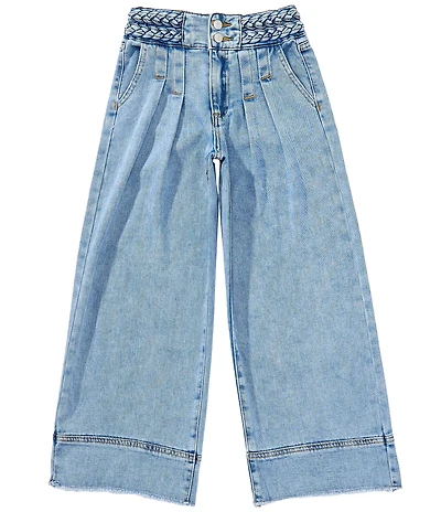 Tractr Big Girls Double Braided Waistband Denim Pants