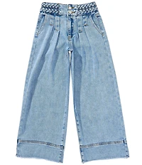 Tractr Big Girls Double Braided Waistband Denim Pants
