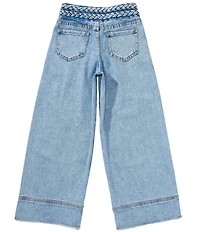 Tractr Big Girls Double Braided Waistband Denim Pants