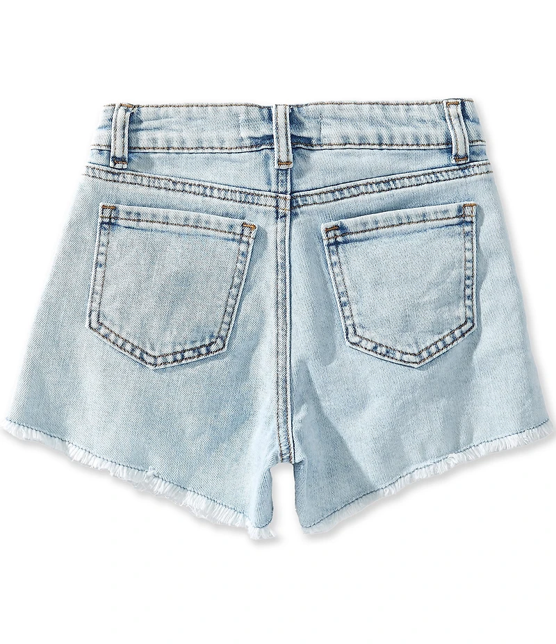 Tractr Big Girls Faux-Pearl Bow-Accented Denim Shorts