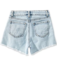 Tractr Big Girls Faux-Pearl Bow-Accented Denim Shorts