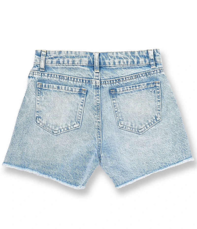 Tractr Big Girls Faux-Pearl Bow-Accented Denim Shorts