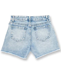 Tractr Big Girls Faux-Pearl Bow-Accented Denim Shorts