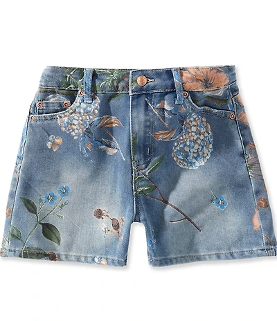 Tractr Big Girls Floral Printed Weekender Denim Shorts