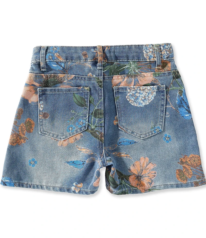 Tractr Big Girls Floral Printed Weekender Denim Shorts