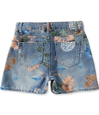 Tractr Big Girls Floral Printed Weekender Denim Shorts