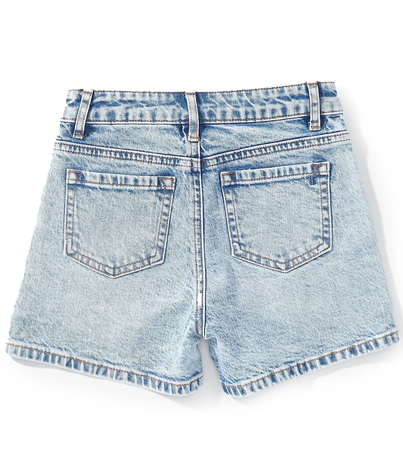 Tractr Big Girls Glitter Star Patch Distressed Denim Shorts