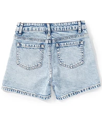 Tractr Big Girls Glitter Star Patch Distressed Denim Shorts