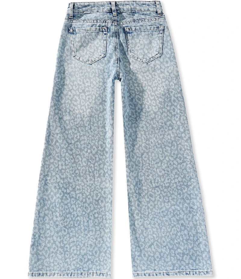 Tractr Big Girls Leopard Print Wide Leg Jeans