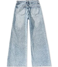 Tractr Big Girls Leopard Print Wide Leg Jeans