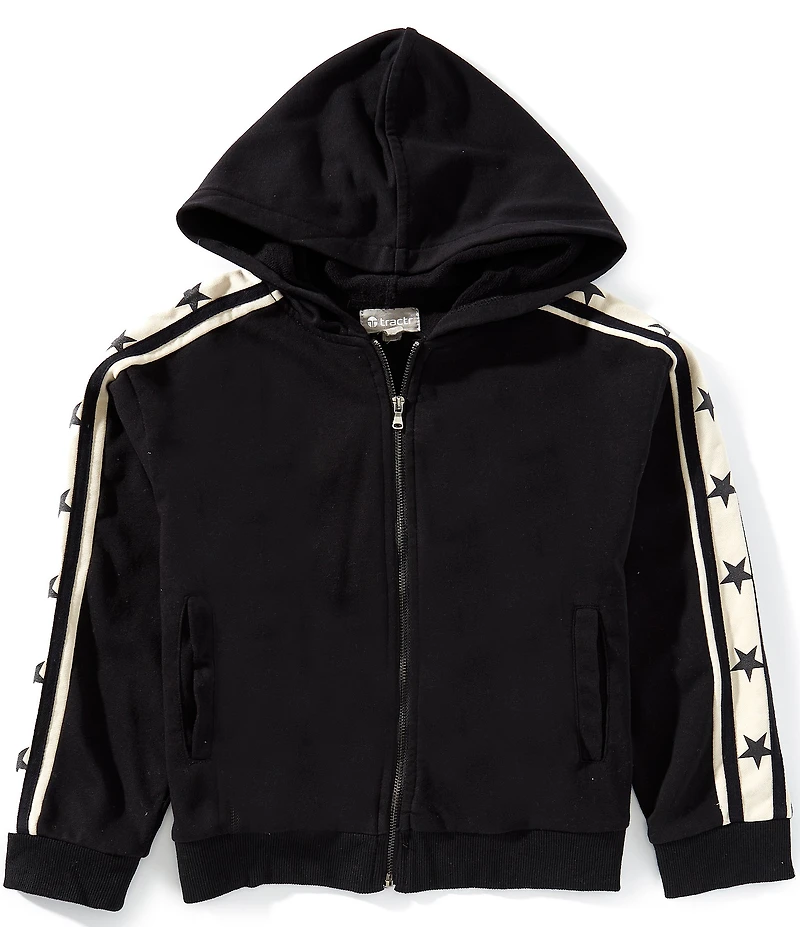 Tractr Big Girls Long-Sleeve Striped-Trim Hooded Track Jacket