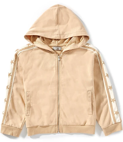 Tractr Big Girls Long-Sleeve Striped-Trim Hooded Track Jacket