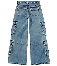 Tractr Big Girls Loose-Fitting Wide-Leg Cargo Jeans