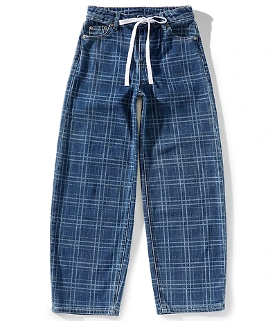 Tractr Big Girls Plaid Denim Jeans