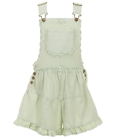 Tractr Big Girls Shoulder Strap Ruffle Crochet Hem Shortall
