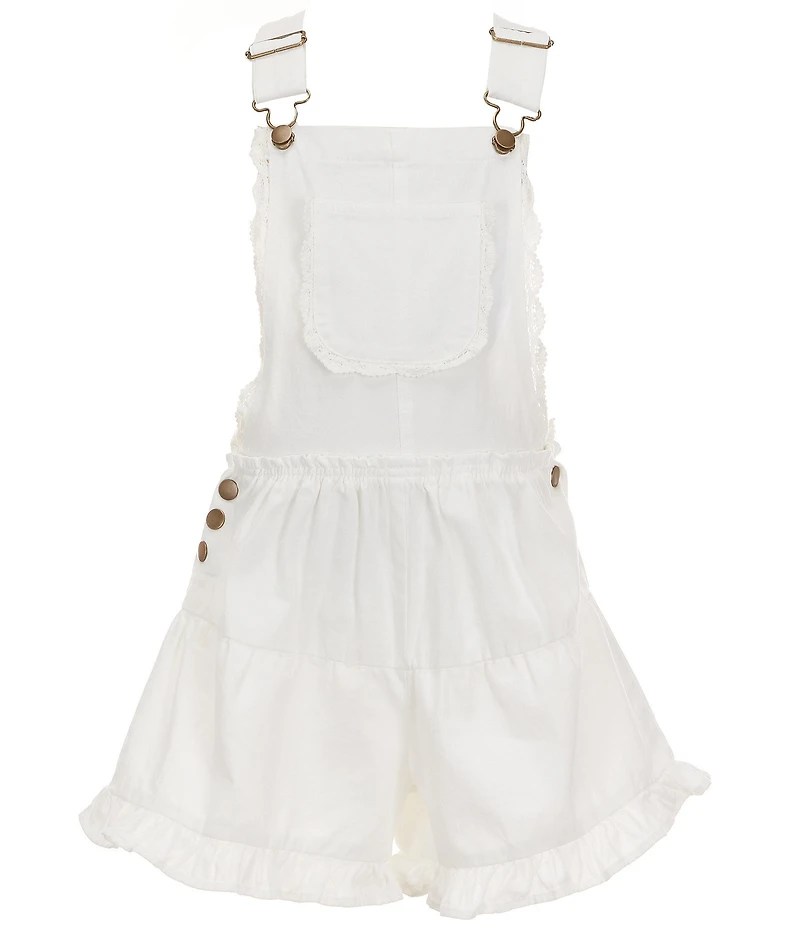 Tractr Big Girls Shoulder Strap Ruffle Crochet Hem Shortall