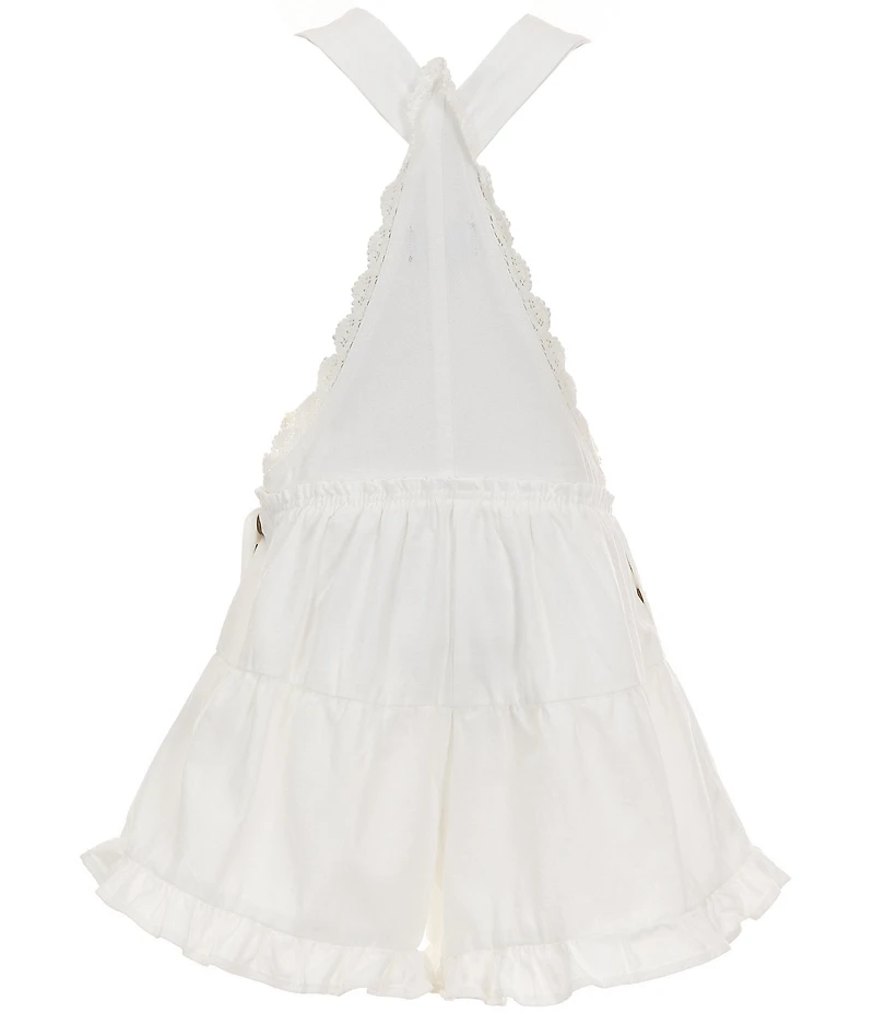 Tractr Big Girls Shoulder Strap Ruffle Crochet Hem Shortall