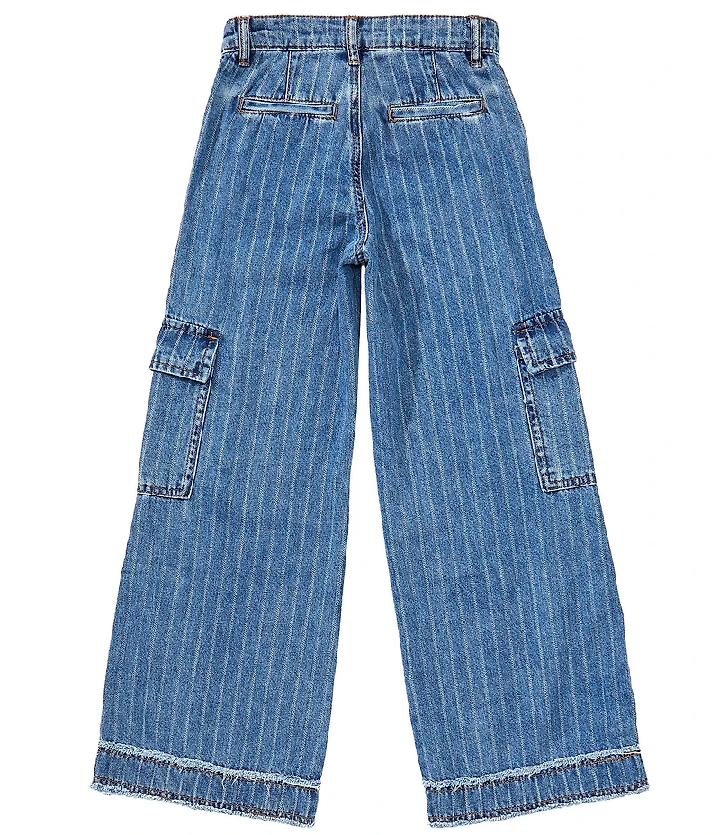 Tractr Big Girls Stripe Cargo Pocket Denim Jeans