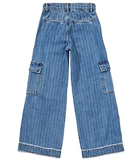 Tractr Big Girls Stripe Cargo Pocket Denim Jeans