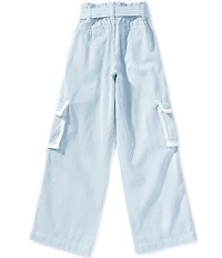 Tractr Big Girls Stripe Straight Leg Twill Cargo Crochet Trim Pants