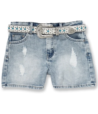 Tractr Big Girls Weekender Denim Belted Shorts