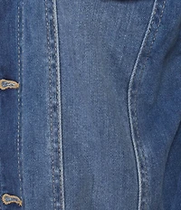 Tractr Tractr Blu Color Block French Terry Denim Long Sleeve Hooded Jacket