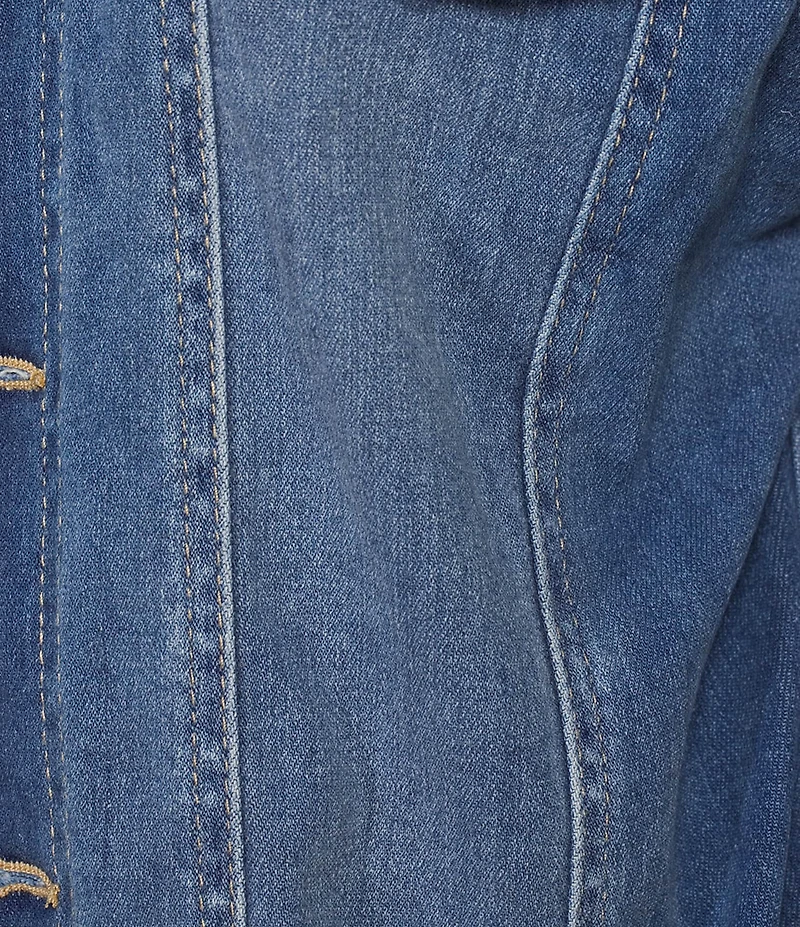 Tractr Tractr Blu Color Block French Terry Denim Long Sleeve Hooded Jacket